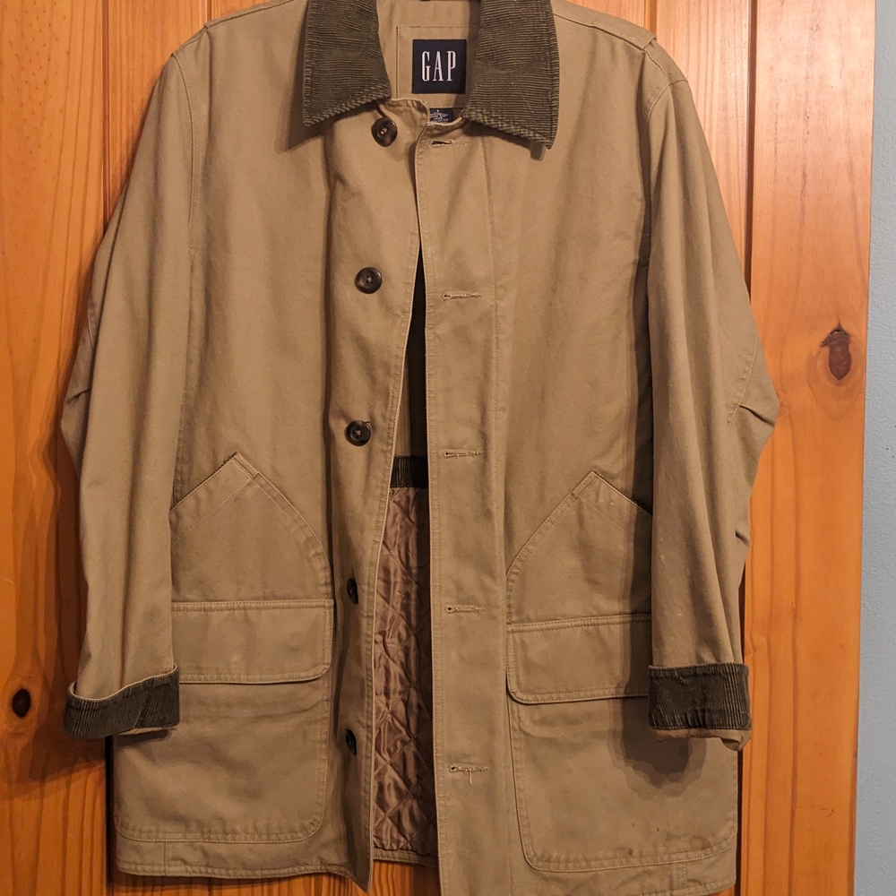 GAP Men's Tan Barn Coat with Corduroy Collar- Size S
